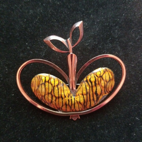 VTG  MATISSE RENOIR YELLOW COPPER Enamel APPLE - Picture 1 of 2